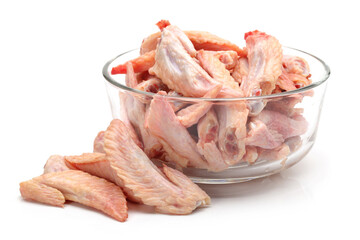 Raw chicken wings on White background