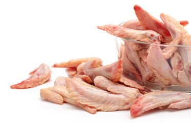 Raw chicken wings on White background