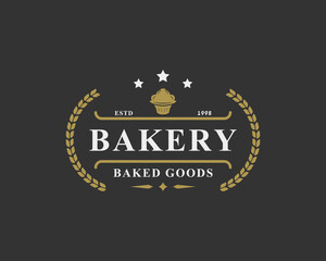 Vintage Retro Badge for Bakery Logos. Good for Bakehouse and Cafe Typography Elements and Silhouettes