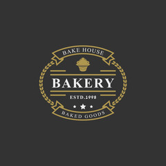 Vintage Retro Badge for Bakery Logos. Good for Bakehouse and Cafe Typography Elements and Silhouettes