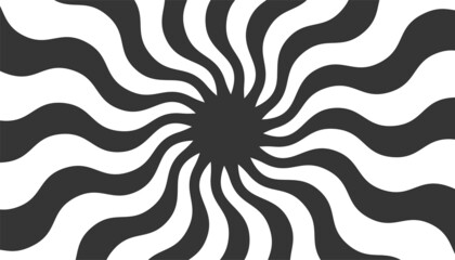 Retro banner with sun and rays in style of 70s