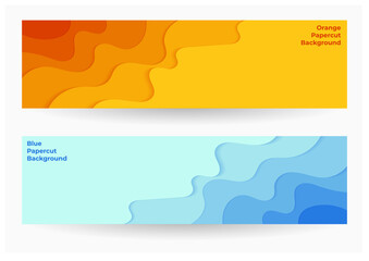 Obraz premium orange and blue papercut abstract background