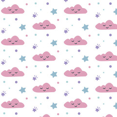 seamless pattern with sleeping clouds 