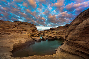 Grand Canyon in Thailand, Natural of rock canyon in Mekhong River, Hat Chom Dao or Chomdao Beach and Kaeng Hin Ngam in Ubon Ratchathani province, Thailand.