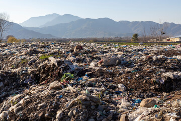 Garbage landfill site for dumping solid waste