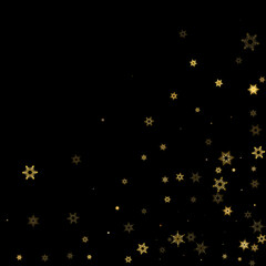 Falling Snow flakes golden pattern Holiday Vector