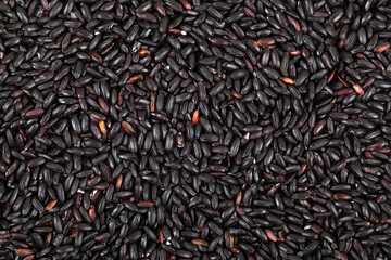 Black rice on a white background