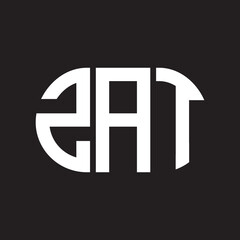 ZAT letter logo design. ZAT monogram initials letter logo concept. ZAT letter design in black background.