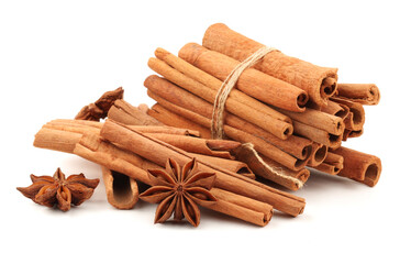 Cinnamon on a white background
