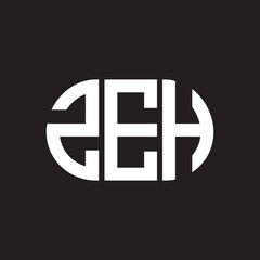 ZEH letter logo design. ZEH monogram initials letter logo concept. ZEH letter design in black background.