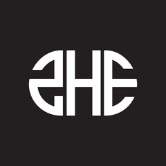 ZHE letter logo design. ZHE monogram initials letter logo concept. ZHE letter design in black background.