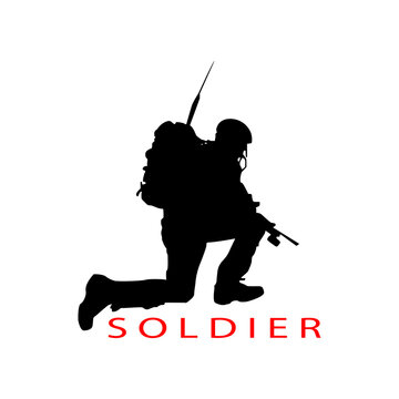 Modern Armed Soldier Silhouette Logo Concept