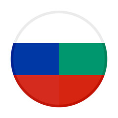 round icon with russia and bulgaria flags. vector illustration isolated on white background