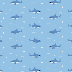 Naklejka premium cute shark pattern background