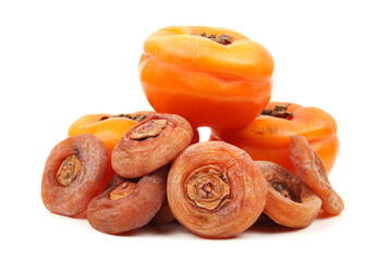 dried persimmon on white background 