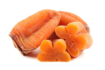 dried persimmon on white background 