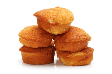 cup shape sponge cake on white background