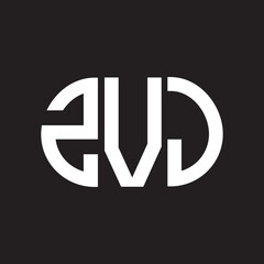 ZVJ letter logo design. ZVJ monogram initials letter logo concept. ZVJ letter design in black background.