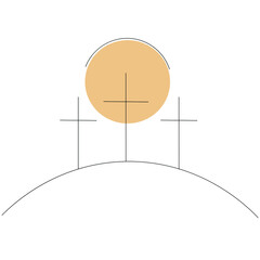 Fototapeta na wymiar Jesus Christ cross on hill line drawing vector illustration