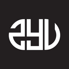 ZYu letter logo design. ZYu monogram initials letter logo concept. ZYu letter design in black background.