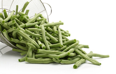 Green kidney bean on white background 