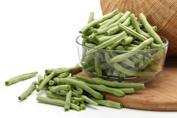 Green kidney bean on white background 