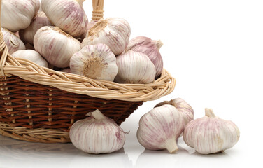 fresh garlic isolated on white background 