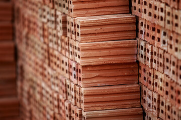 Many Construction Brick for Material for Building in worksite