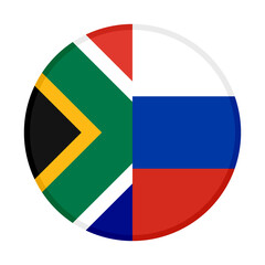 round icon with south africa and russia flags. vector illustration isolated on white background