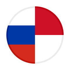 round icon with russia and indonesia flags. vector illustration isolated on white background