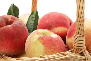 ripe peach on white background 