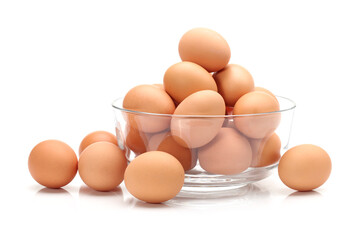 eggs in a glass bowl.