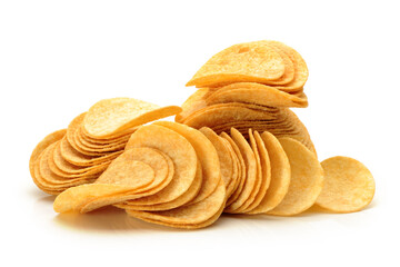 Potato Chips on white background