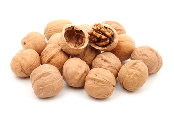 walnuts on a white background