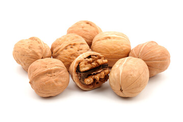 walnuts on a white background