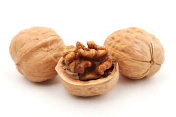 walnuts on a white background