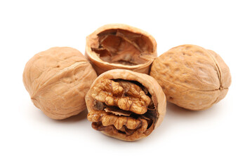 walnuts on a white background