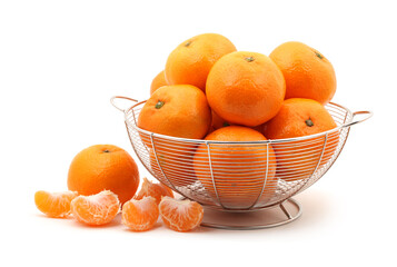Orange mandarin or tangerine fruit isolated on white background