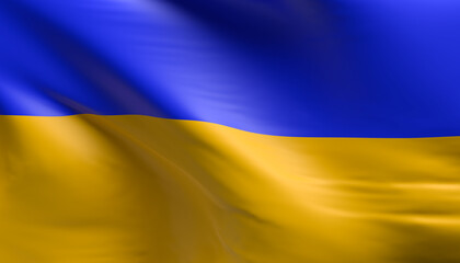 Waving flag of Ukraine using as background, 3d rendering