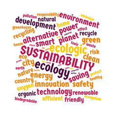 Fototapeta premium Sustainability word cloud vector illustration with transparent background