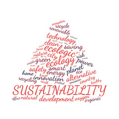 Sustainability word cloud vector illustration with transparent background