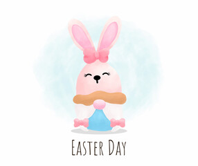 Happy easter gnome vector illustration. Easter card in water color style