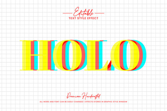 Holo Glitch 3d Text Style Effect. Editable Illustrator Text Style.