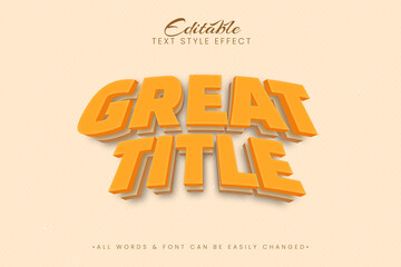 Fototapeta na wymiar Great Title 3d Text Style Effect. Editable illustrator text style.