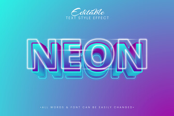 Neon light 3d Text Style Effect. Editable illustrator text style.