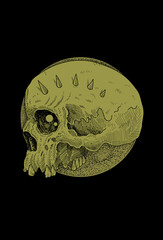 Dark art Skull Demon Head human Black art Illustration