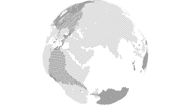 地球 ビジネス ニュース ブロック 白背景 [ループ対応] [別Verあり]