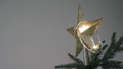 gold star in the christmas tree