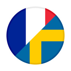 round icon with sweden and france flags. vector illustration isolated on white background