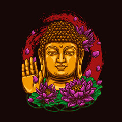 buddha head statue vector illustration